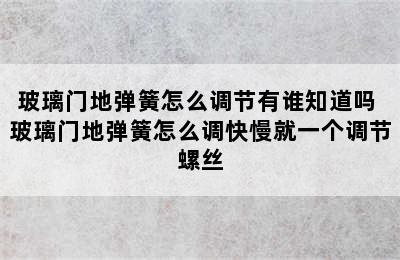 玻璃门地弹簧怎么调节有谁知道吗 玻璃门地弹簧怎么调快慢就一个调节螺丝